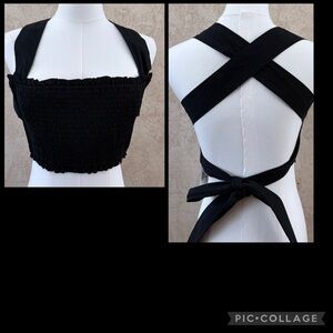 Forever 21 Halter Criss Cross Black Women's Top